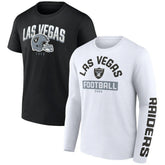 Las Vegas Raiders Long and Short Sleeve Two-Pack T-Shirt - Black/White T-shirts