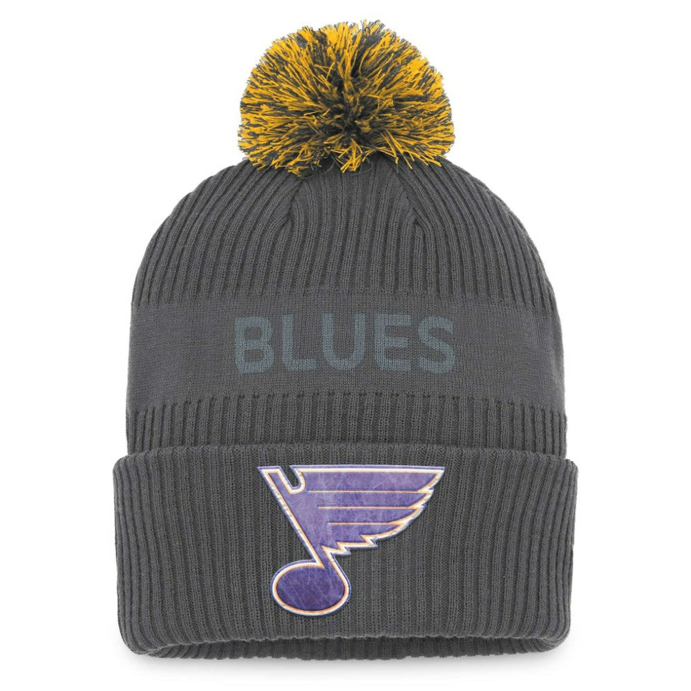St. Louis Blues Fanatics Authentic Pro Home Ice Cuffed Knit Hat with Pom - Charcoal | US 4646716