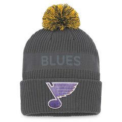 St. Louis Blues Fanatics Authentic Pro Home Ice Cuffed Knit Hat with Pom - Charcoal | US 4646716