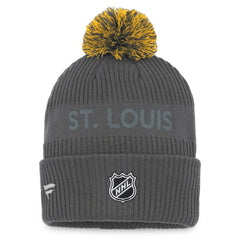 St. Louis Blues Fanatics Authentic Pro Home Ice Cuffed Knit Hat with Pom - Charcoal | US 4646716