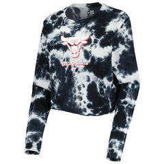 Chicago Bulls Women's Tie Dye Cropped Long Sleeve T-Shirt Black - New Era