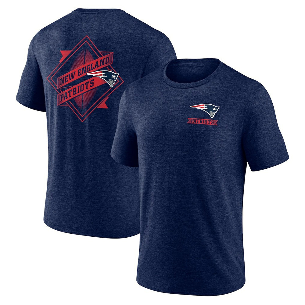 New England Patriots Diamond Scroll Tri-Blend T-Shirt - Navy T-shirts