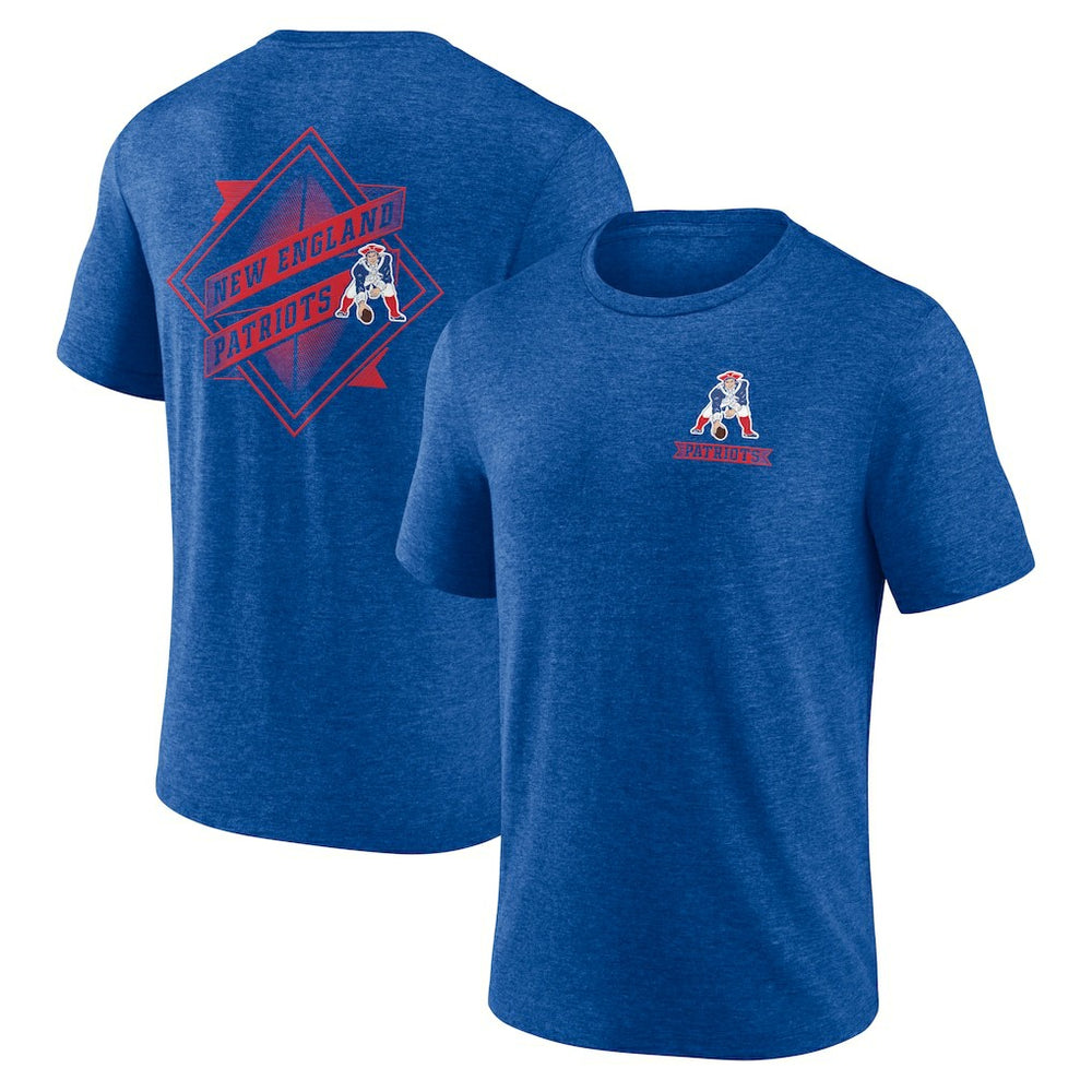 New England Patriots Diamond Scroll Tri-Blend T-Shirt - Royal T-shirts