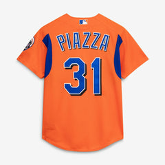 Mike Piazza New York Mets Mitchell & Ness Cooperstown Collection Mesh Batting Practice Button-Up Jersey - Orange Jerseys