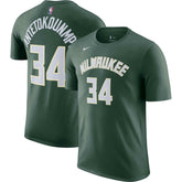 Giannis Antetokounmpo Milwaukee Bucks Icon 2022/23 Name & Number T-Shirt Hunter Green - Nike outlet