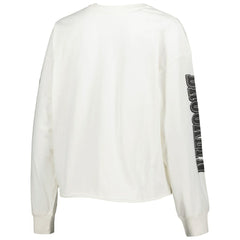 Brooklyn Nets '47 Women's Parkway Brush Back Long Sleeve Cropped T-Shirt Cream - 47 brand outlet