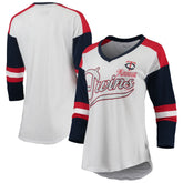 Minnesota Twins Touch Women's Base Runner 3/4-Sleeve V-Neck T-Shirt - White/Red T-shirts
