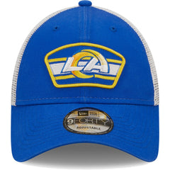 Los Angeles Rams New Era Logo Patch Trucker 9FORTY Snapback Hat - Royal/White Hats