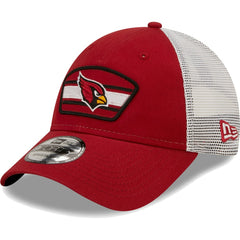 Arizona Cardinals New Era Logo Patch Trucker 9FORTY Snapback Hat - Cardinal/White Hats