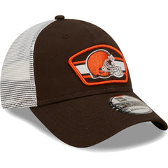 Cleveland Browns New Era Logo Patch Trucker 9FORTY Snapback Hat - Brown/White Hats