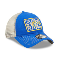 Los Angeles Rams New Era Devoted Trucker 9TWENTY Snapback Hat - Royal/Natural Hats