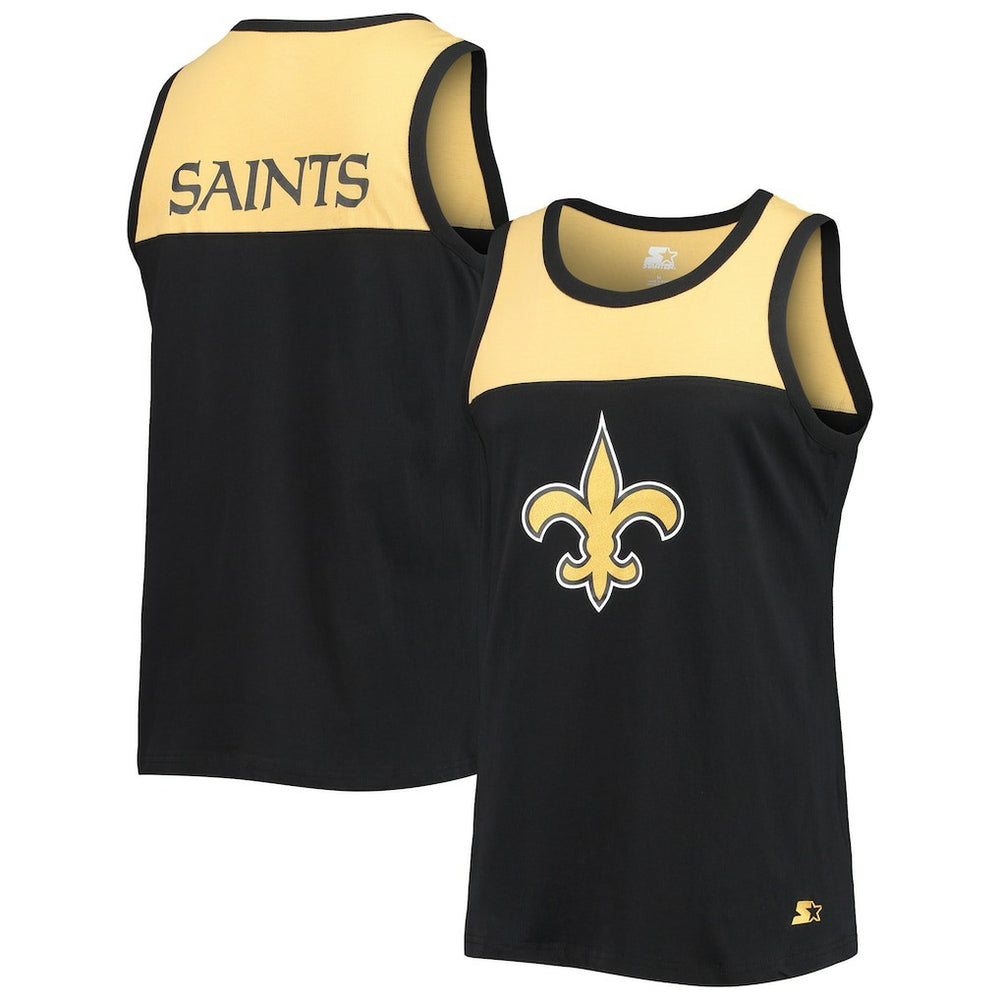 New Orleans Saints Starter Team Touchdown Fashion Tank Top - Black/Gold Tops