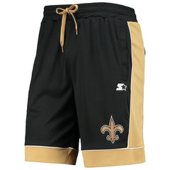 New Orleans Saints Starter Fan Favorite Fashion Shorts - Black/Gold Shorts