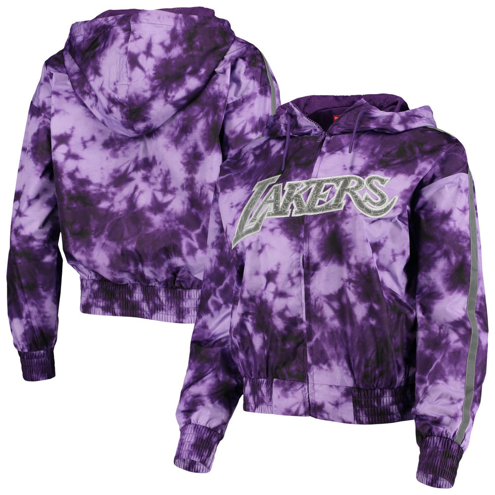 Los Angeles Lakers Women's Galaxy Sublimated Windbreaker Pullover Full-Zip Hoodie Purple - Mitchell & Ness