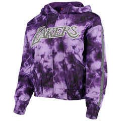 Los Angeles Lakers Women's Galaxy Sublimated Windbreaker Pullover Full-Zip Hoodie Purple - Mitchell & Ness