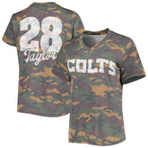 Jonathan Taylor Indianapolis Colts Majestic Threads Women's Name & Number V-Neck Tri-Blend T-Shirt - Camo T-shirts