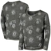 Brooklyn Nets Girls Youth Back in Action Long Sleeve T-Shirt Heathered Black