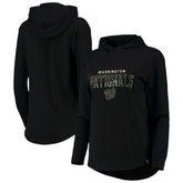 Washington Nationals Levelwear Women's Vivid Scuba Neck Pullover Hoodie - Black Hoodies