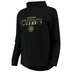 Chicago Cubs Levelwear Women's Vivid Scuba Neck Pullover Hoodie - Black Hoodies