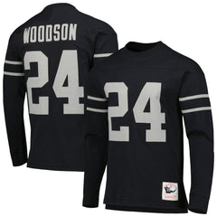 Charles Woodson Oakland Raiders Retired Player Name & Number Long Sleeve Top - Black Tops