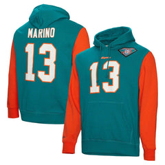 Dan Marino Miami Dolphins Retired Player Name & Number Pullover Hoodie - Aqua Hoodies
