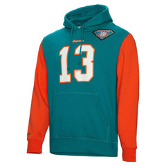 Dan Marino Miami Dolphins Retired Player Name & Number Pullover Hoodie - Aqua Hoodies