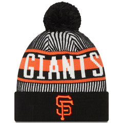 San Francisco Giants New Era Striped Cuffed Knit Hat with Pom - Black Hats