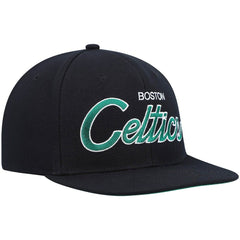 Boston Celtics Hardwood Classics Script 2.0 Snapback Hat Black - Mitchell & Ness