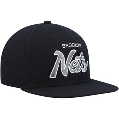 Brooklyn Nets Hardwood Classics Script 2.0 Snapback Hat Black - Mitchell & Ness