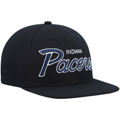 Indiana Pacers Hardwood Classics Script 2.0 Snapback Hat Black - Mitchell & Ness
