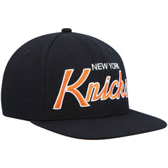 New York Knicks Hardwood Classics Script 2.0 Snapback Hat Black - Mitchell & Ness