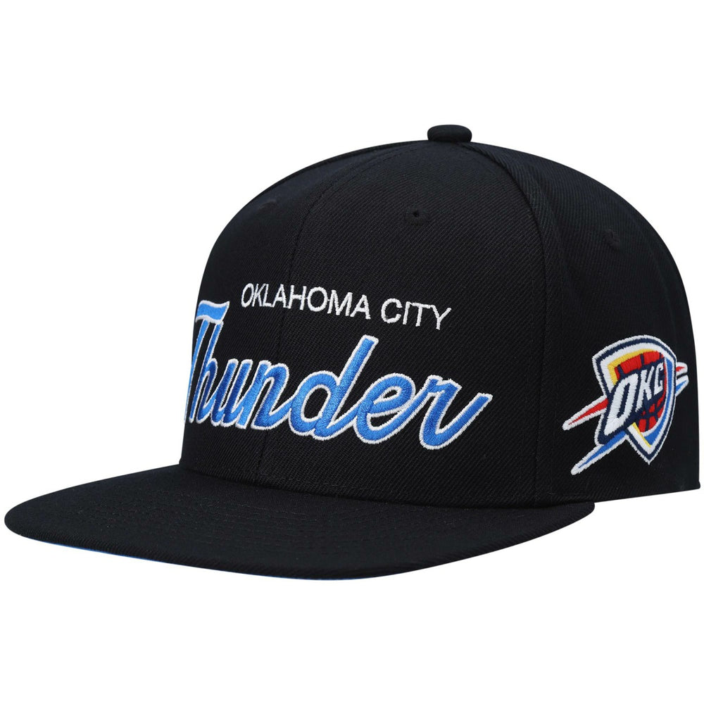 Oklahoma City Thunder Hardwood Classics Script 2.0 Snapback Hat Black - Mitchell & Ness