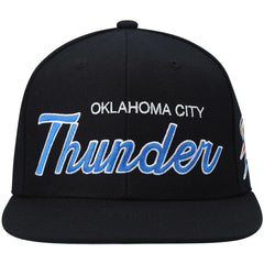 Oklahoma City Thunder Hardwood Classics Script 2.0 Snapback Hat Black - Mitchell & Ness