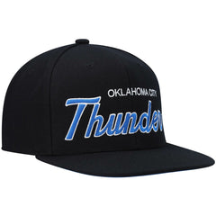 Oklahoma City Thunder Hardwood Classics Script 2.0 Snapback Hat Black - Mitchell & Ness