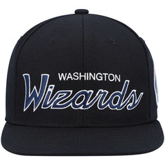 Washington Wizards Hardwood Classics Script 2.0 Snapback Hat Black - Mitchell & Ness