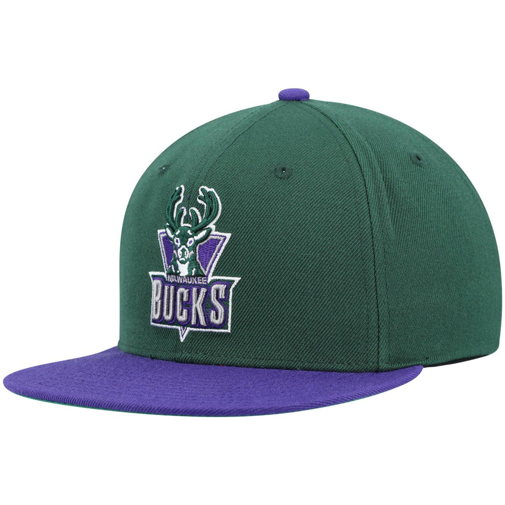 Milwaukee Bucks Hardwood Classics Team Two-Tone 2.0 Snapback Hat Green/Purple - Mitchell & Ness