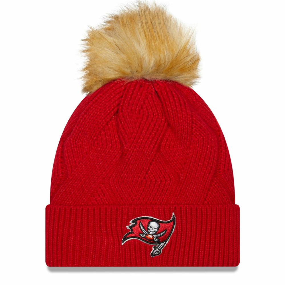 Tampa Bay Buccaneers New Era Women's Snowy Cuffed Knit Hat with Pom - Red Hats