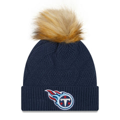 Tennessee Titans New Era Women's Snowy Cuffed Knit Hat with Pom - Navy Hats