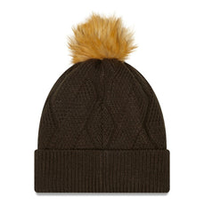 Cleveland Browns New Era Women's Snowy Cuffed Knit Hat with Pom - Brown Hats