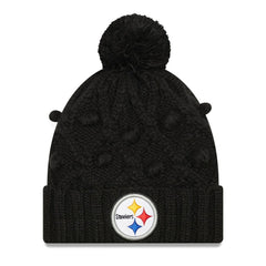 Pittsburgh Steelers New Era Women's Toasty Cuffed Knit Hat with Pom - Black Hats