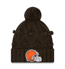 Cleveland Browns New Era Women's Toasty Cuffed Knit Hat with Pom - Brown Hats