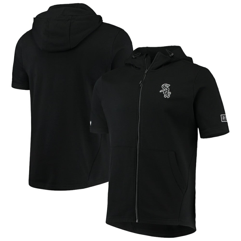 Chicago White Sox Levelwear Recruit Short Sleeve Full-Zip Hoodie Jacket - Black Jackets
