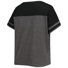 Miami Marlins Women's Plus Size Colorblock T-Shirt - Heathered Charcoal/Black T-shirts
