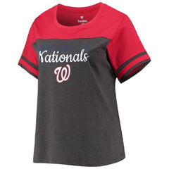 Washington Nationals Women's Plus Size Colorblock T-Shirt - Heathered Charcoal/Red T-shirts
