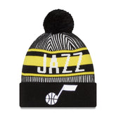 Utah Jazz Striped Cuffed Pom Knit Hat Navy - New Era