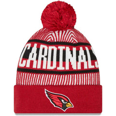 Arizona Cardinals New Era Striped Cuffed Knit Hat with Pom - Cardinal Hats