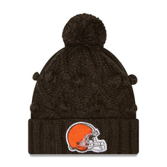 Cleveland Browns New Era Girls Youth Toasty Cuffed Knit Hat with Pom - Brown Hats