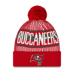 Tampa Bay Buccaneers New Era Youth Striped Cuffed Knit Hat with Pom - Red Hats