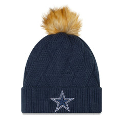 Dallas Cowboys New Era Women's Snowy Cuffed Knit Hat with Pom - Navy Hats