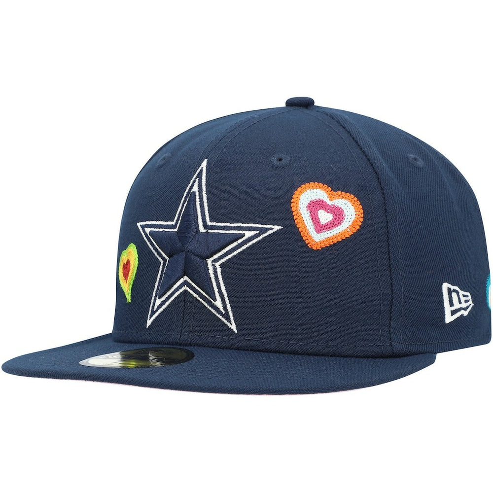 Dallas Cowboys New Era Chain Stitch Heart 59FIFTY Fitted Hat - Navy Hats